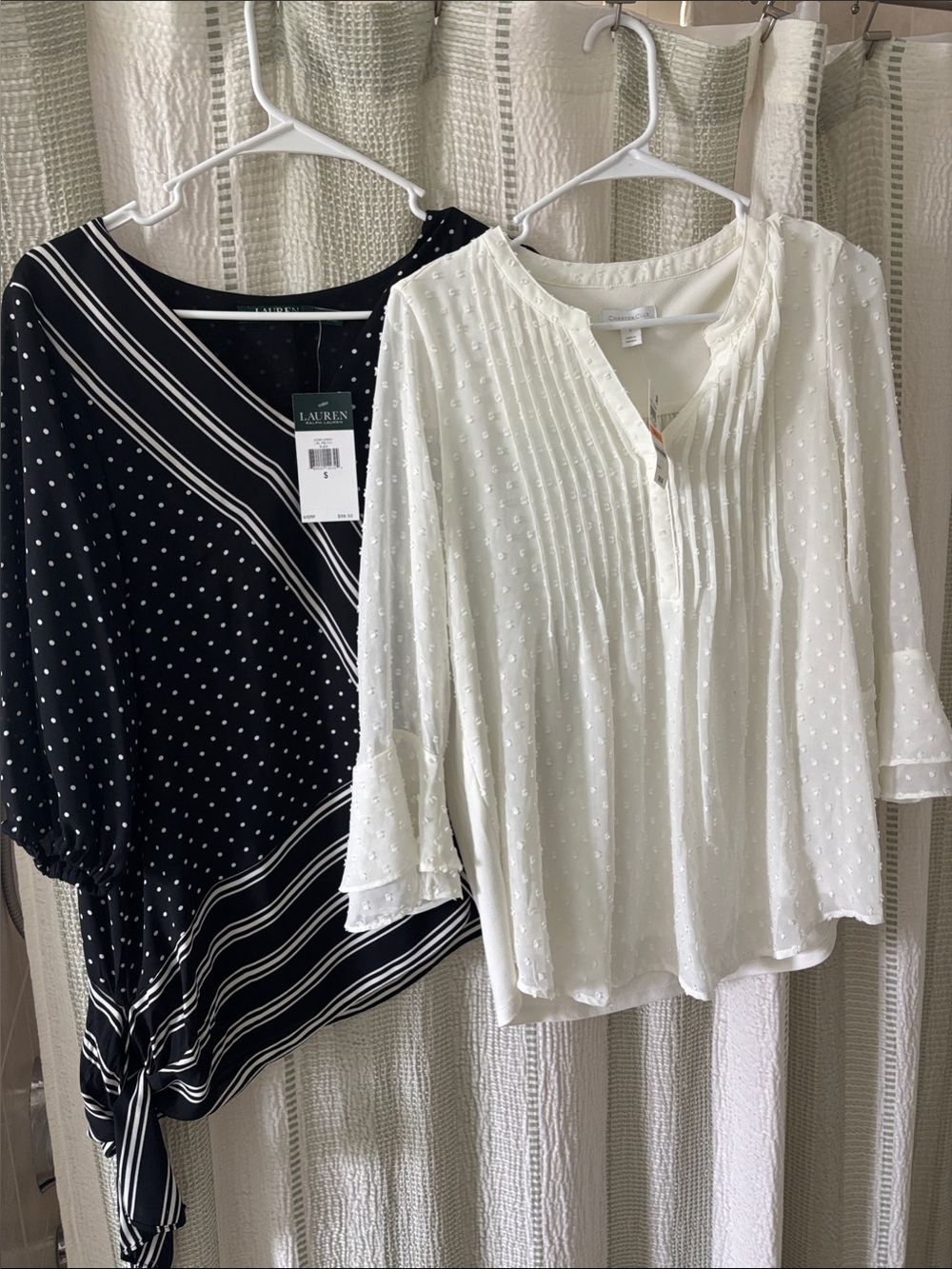 Lauren Ralph Lauren black Blouse and White Charter club blouse